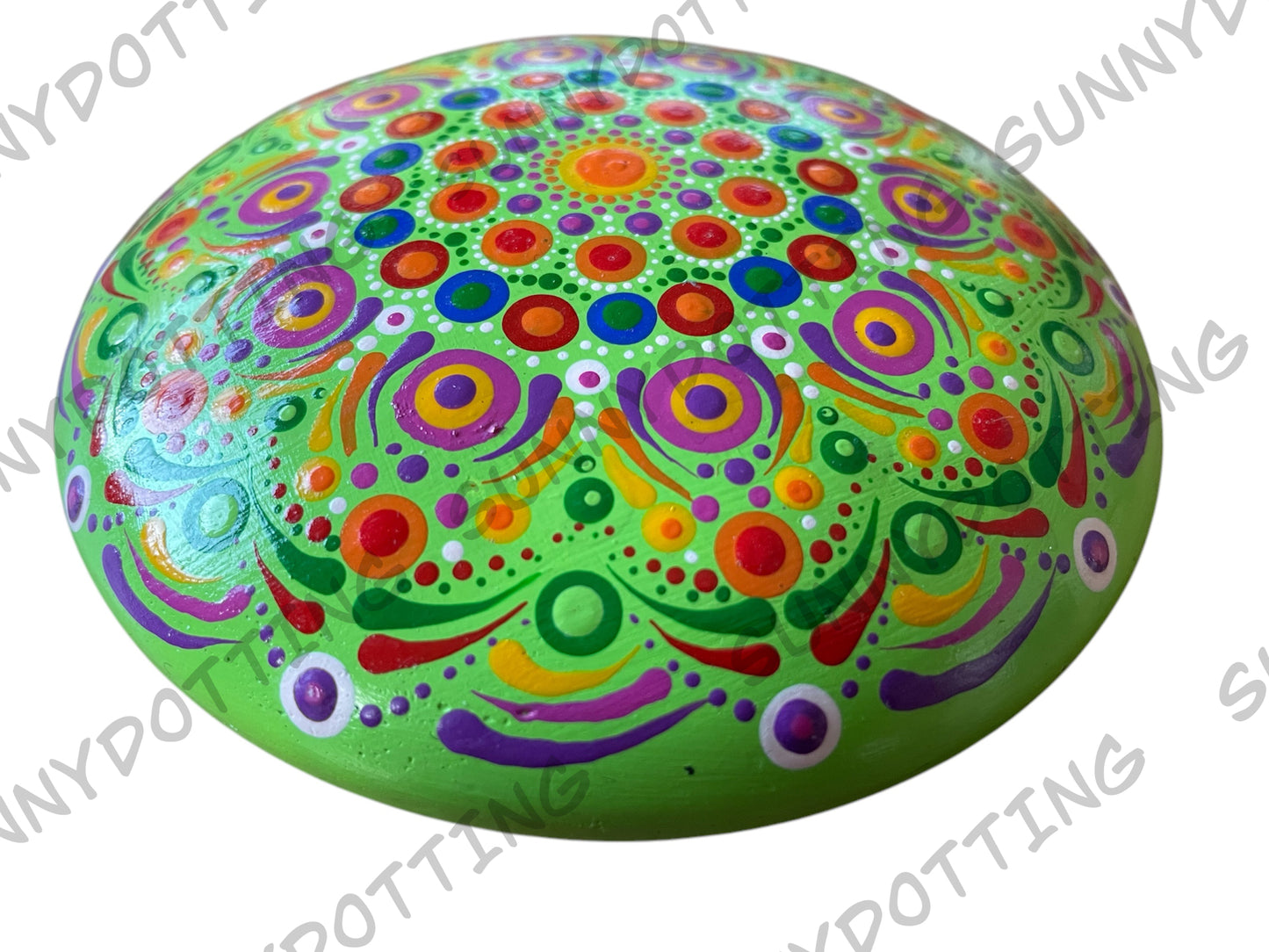 Mandala Stein Apfelgrün Bunt 11,5