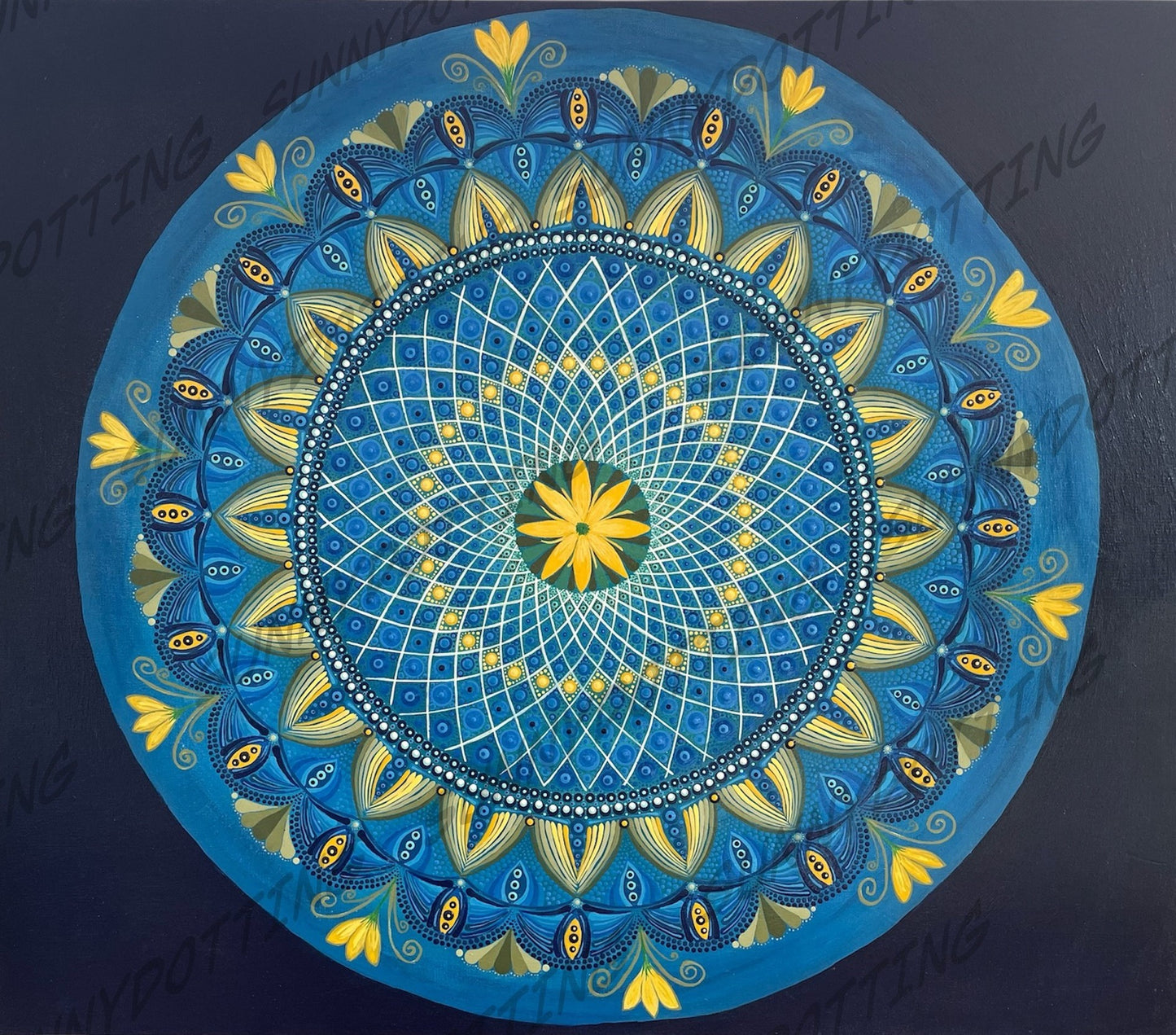 Mandala auf Birkenholz Torus 50x60 cm