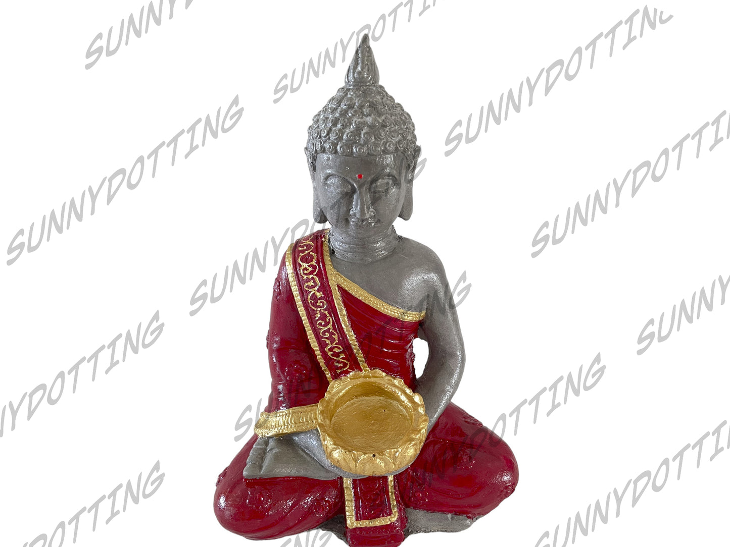 Indischer Buddha mit Kerzenschale- Rot
