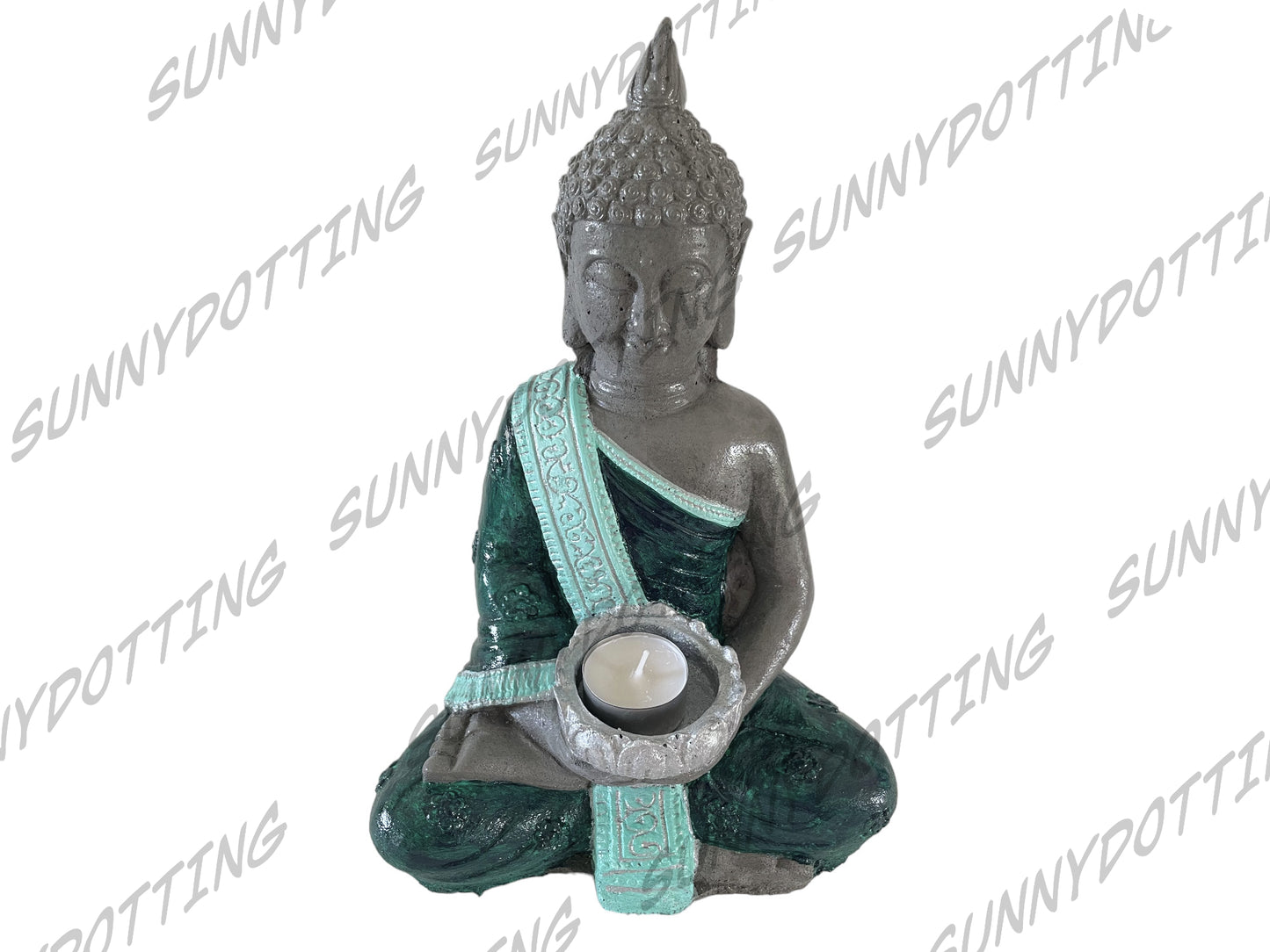 Indischer Buddha mit Kerzenschale - Grün