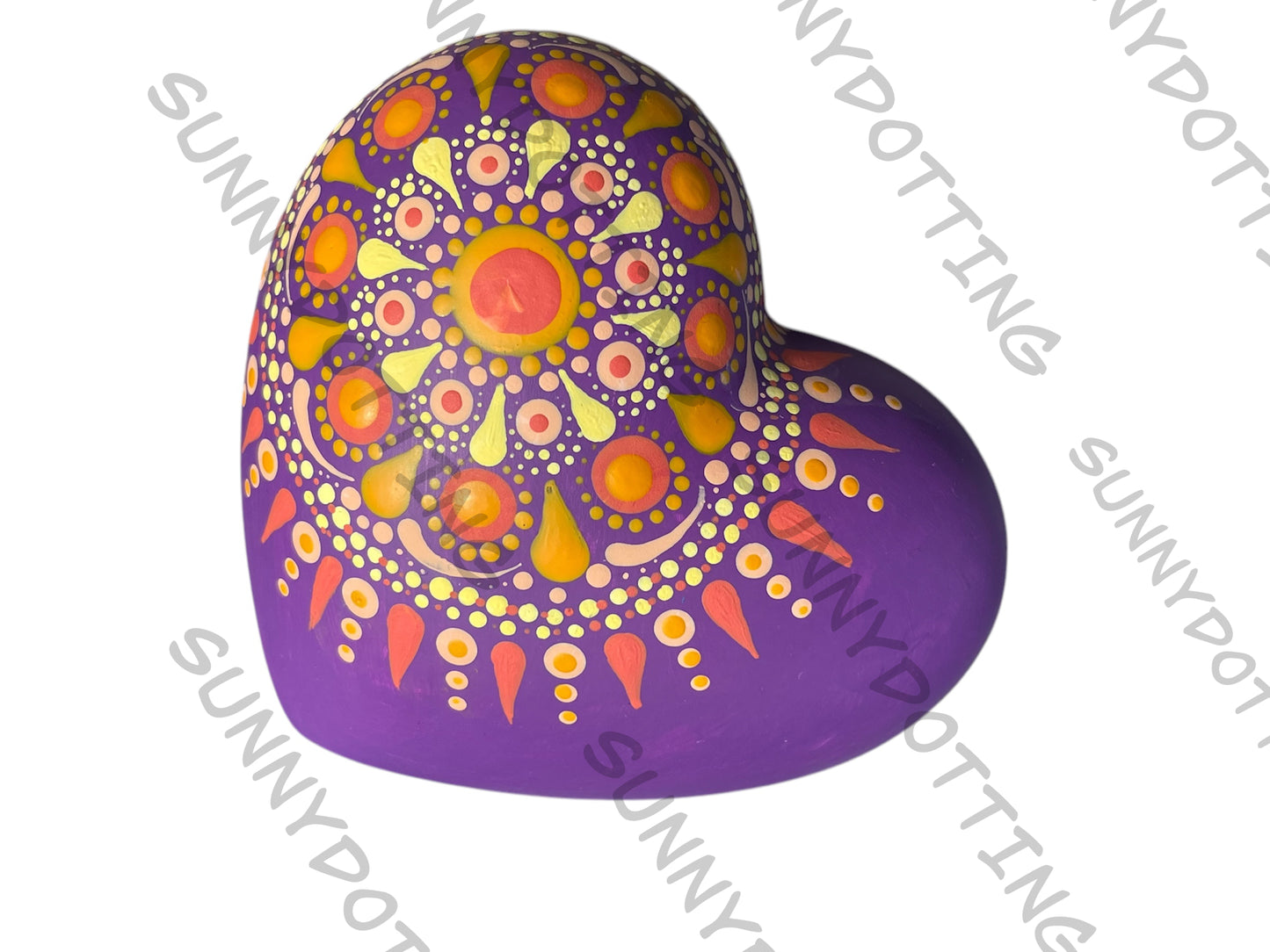 Mandala Herz lila orange 7,5 cm