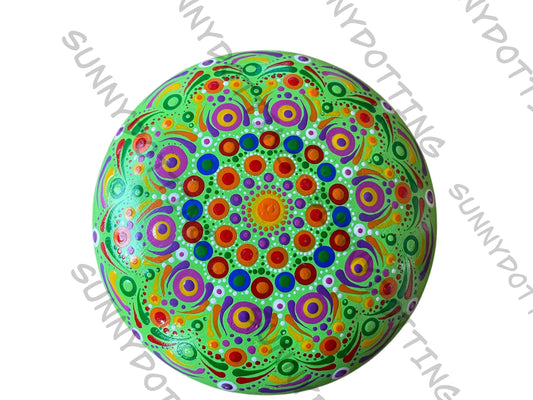 Mandala Stein Apfelgrün Bunt 11,5
