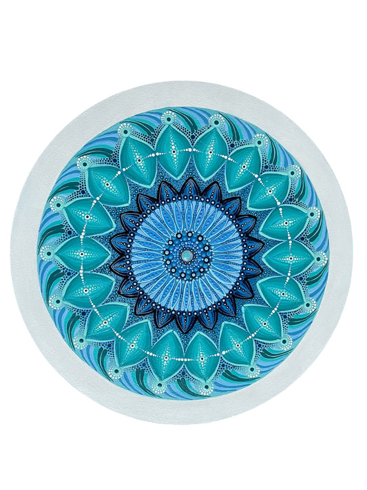Mandala Blau auf MDF 28 cm