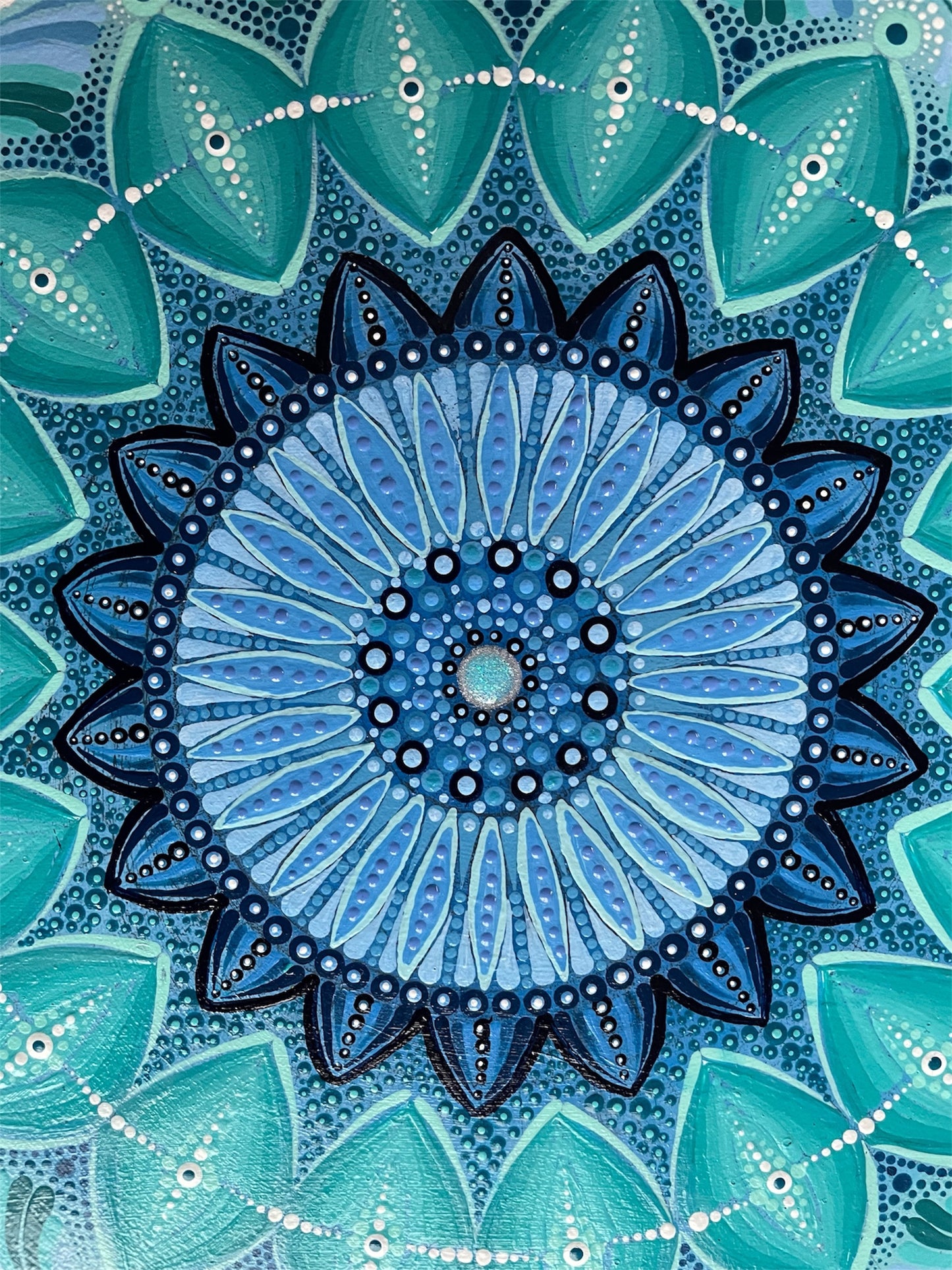 Mandala Blau auf MDF 28 cm